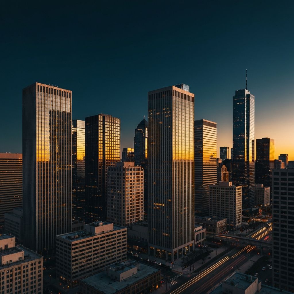 Major US city skyline at dusk representing nationwide coverage