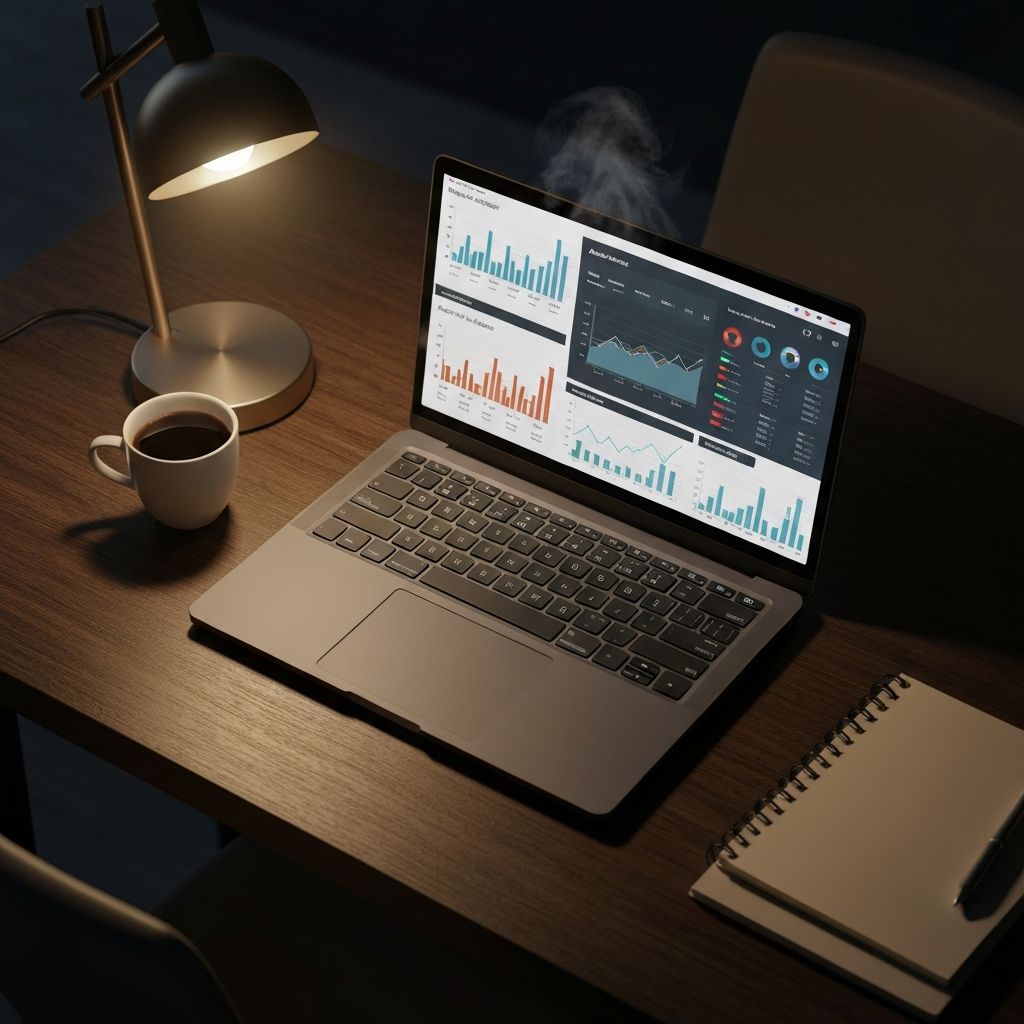 Financial analytics dashboard on a laptop